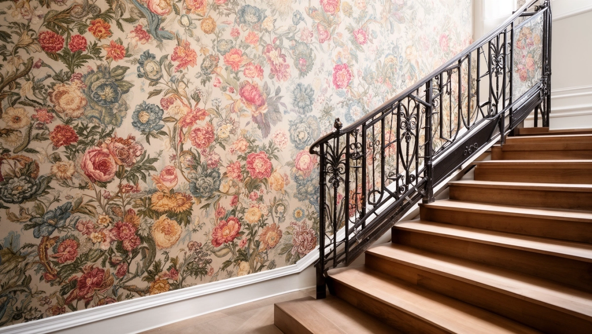 Aranżacja tapeta na klatkę schodową